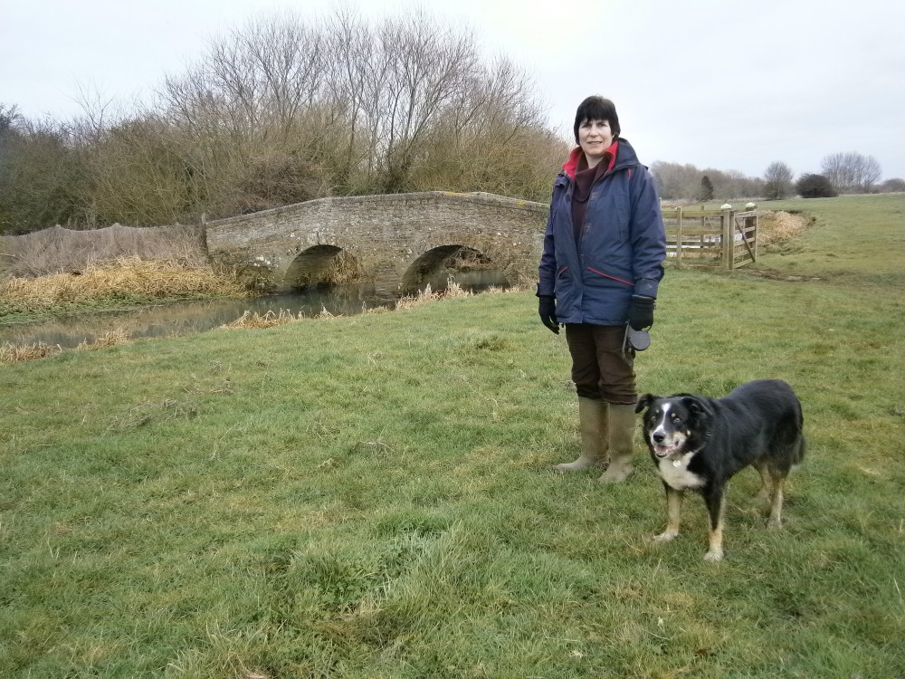 Denise walking her dog Millie